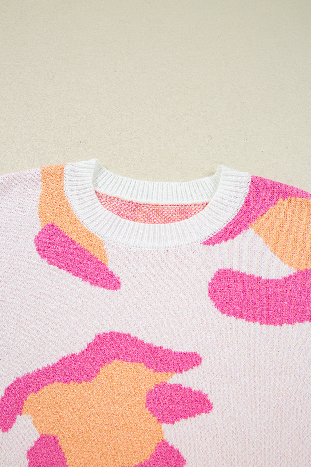 Playful Leopard Print Drop Shoulder Baggy Sweater