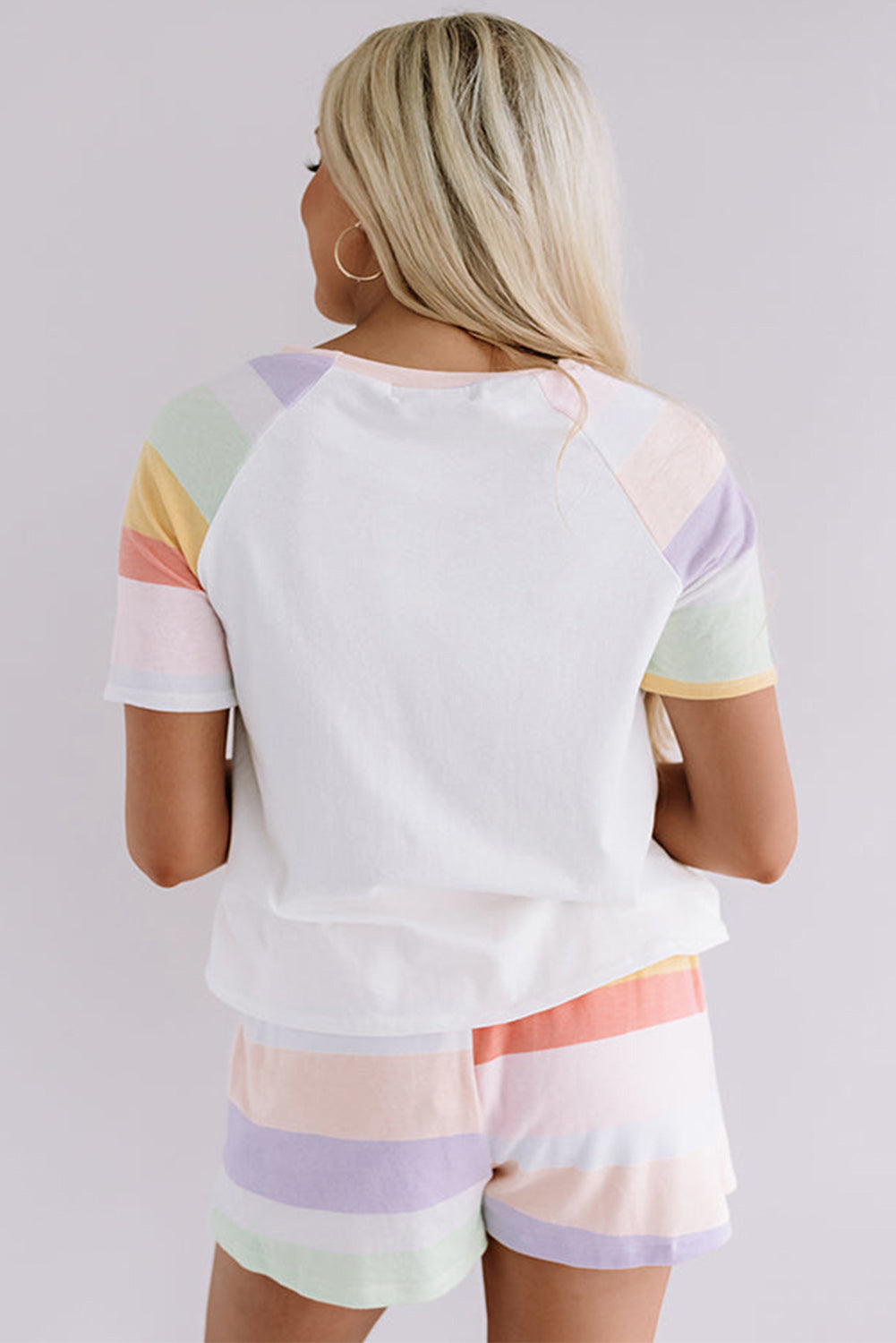 Rainbow Striped T Shirt and Shorts Set