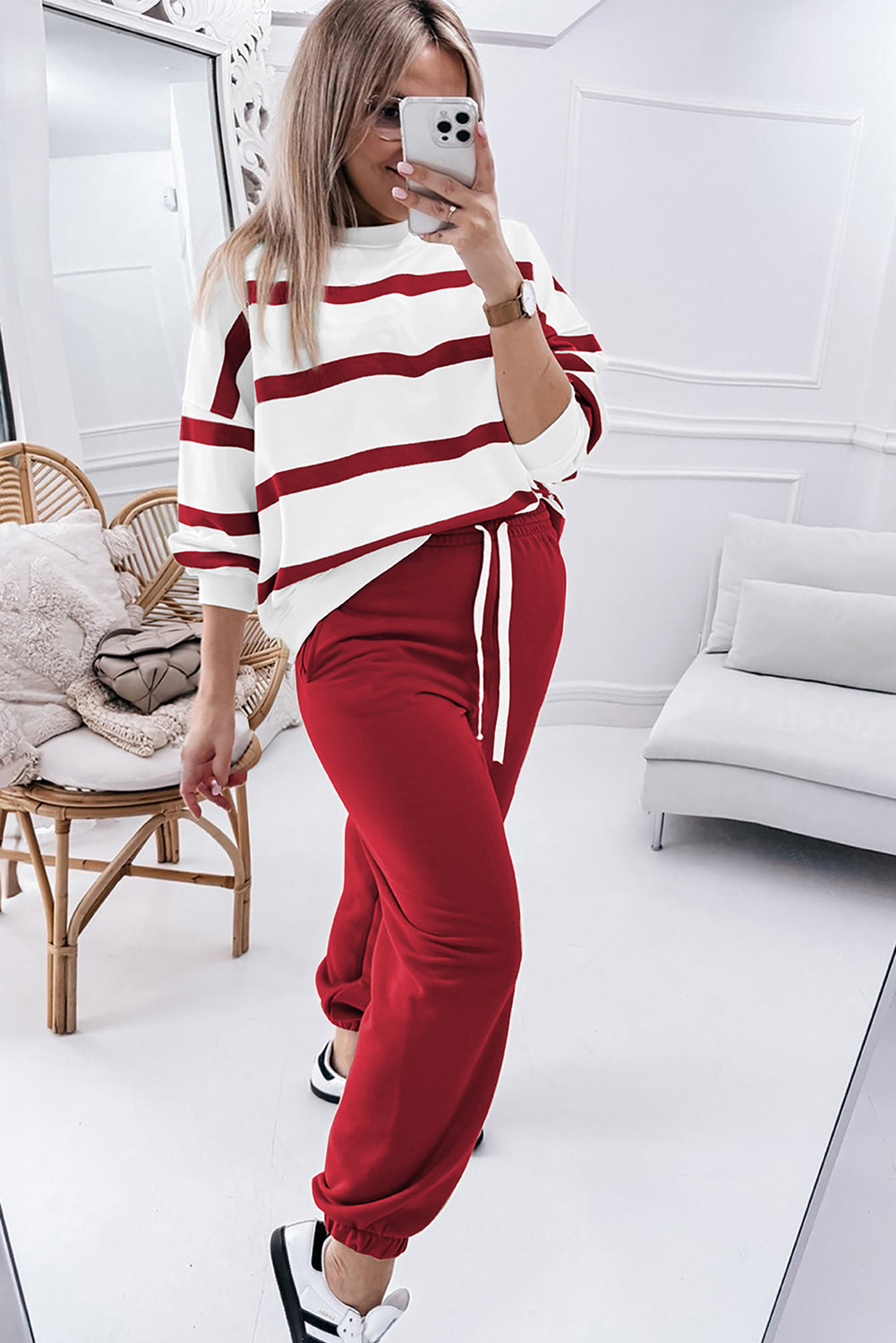 Drop Shoulder Pullover and Jogger Pants Set