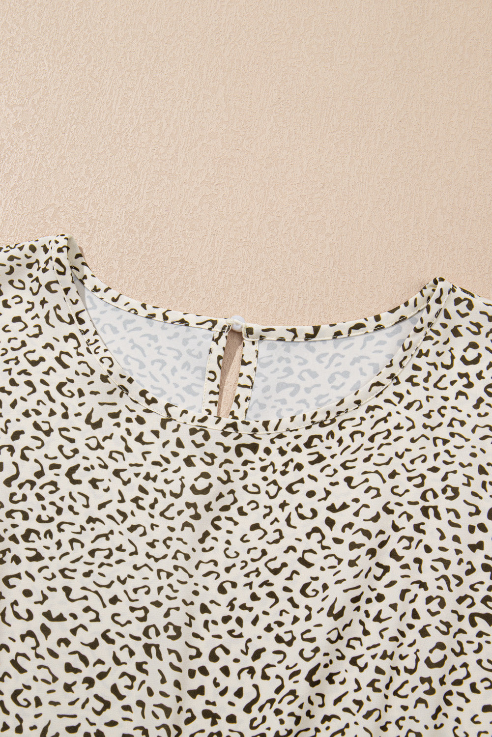 Plus Size Leopard Print Frill Trim Short Sleeve Flared Dress
