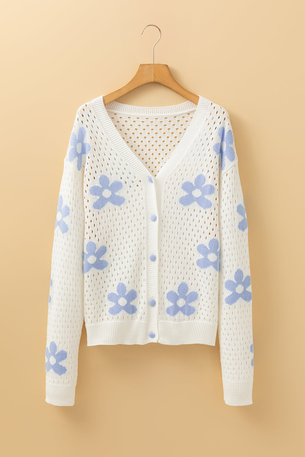 Flower Knit Hollow Out Open Short Cardigan