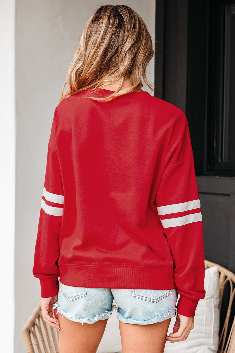 Varsity Striped Detail Drop Shoulder Oversized Sweatshirt