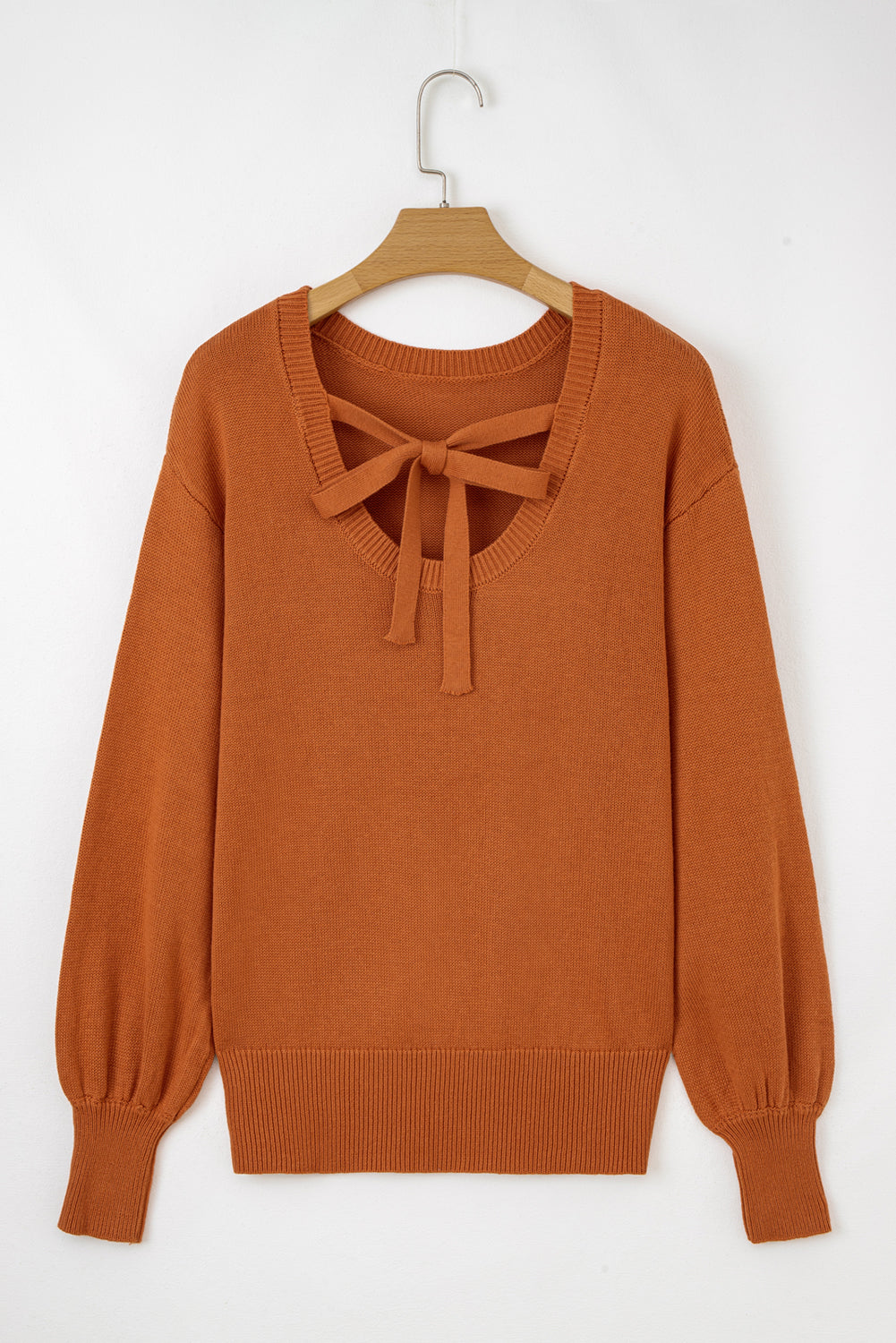 Solid Color Ribbed Trim Drop Shoulder Sweater