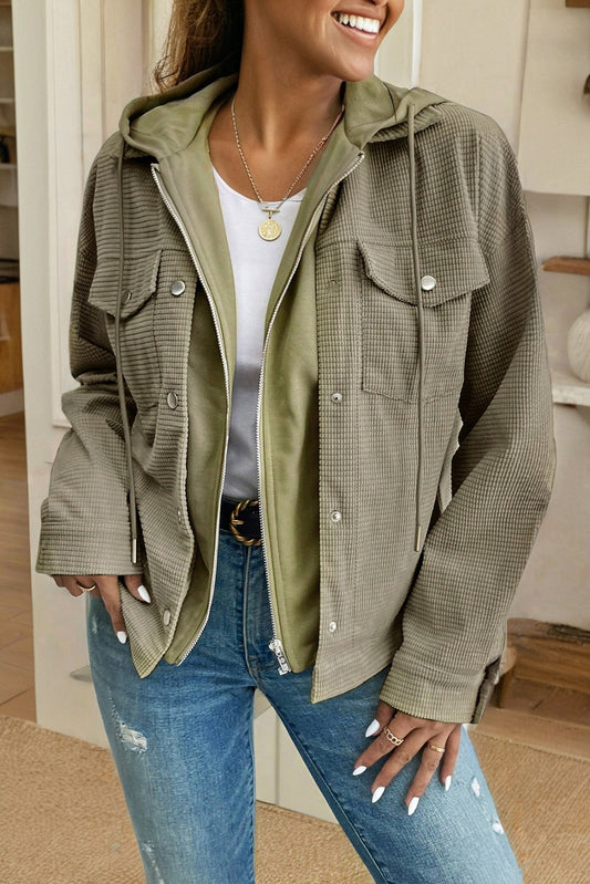 2 in 1 Thermal Knit Textured Hooded Jacket