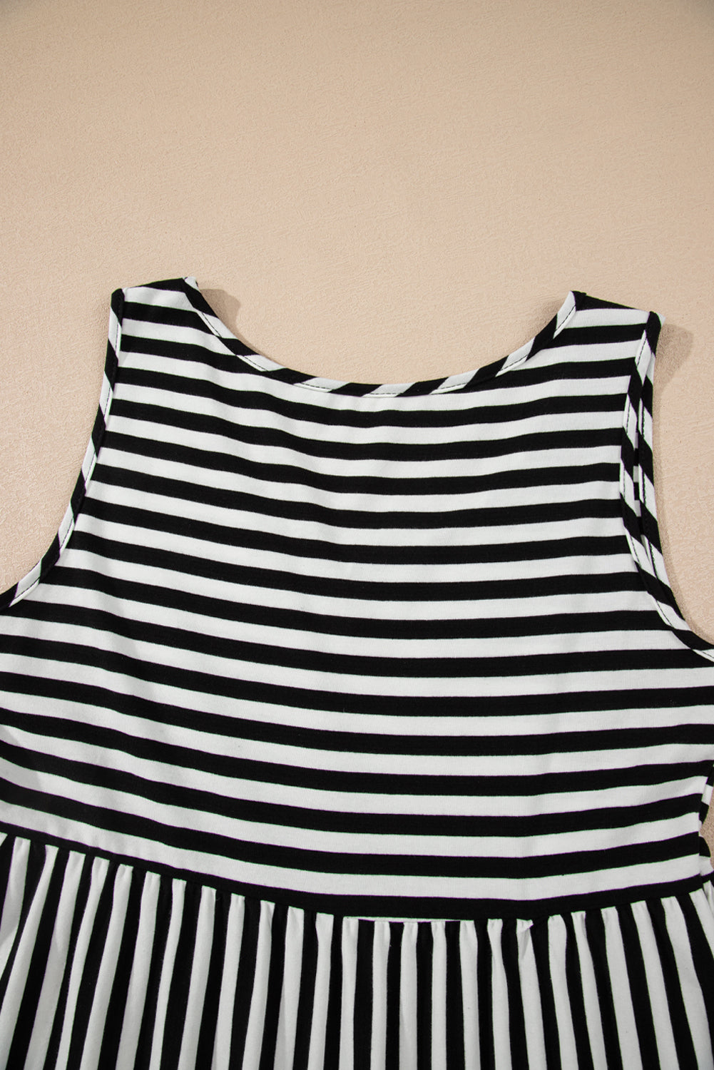 Stripe U Neck Sleeveless Loose Fit Mini Dress