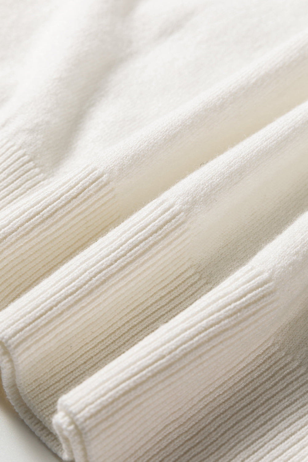 Button Split Cuffs Round Neck Slim Sweater