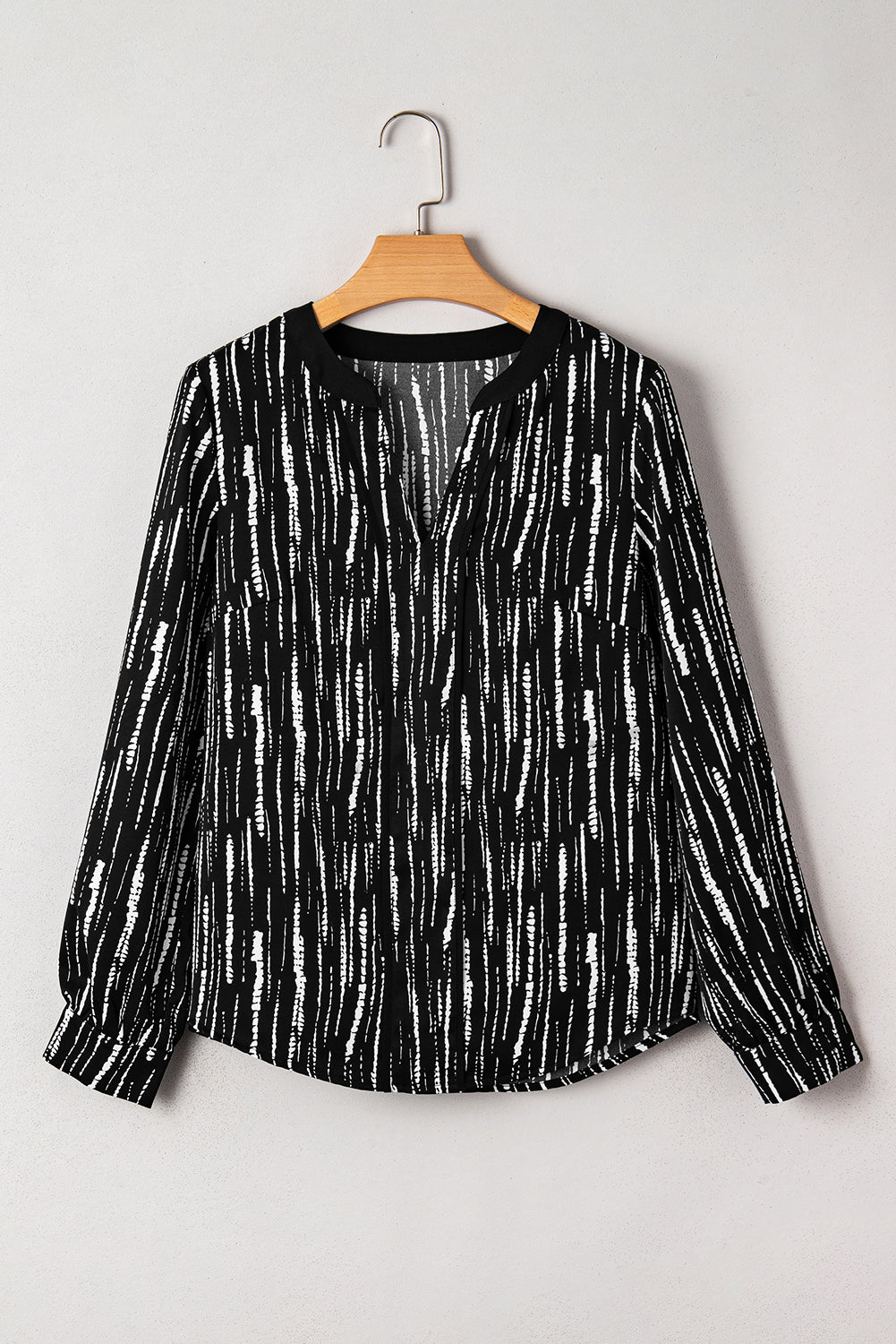 Abstract Printed V Neck Fall Blouse