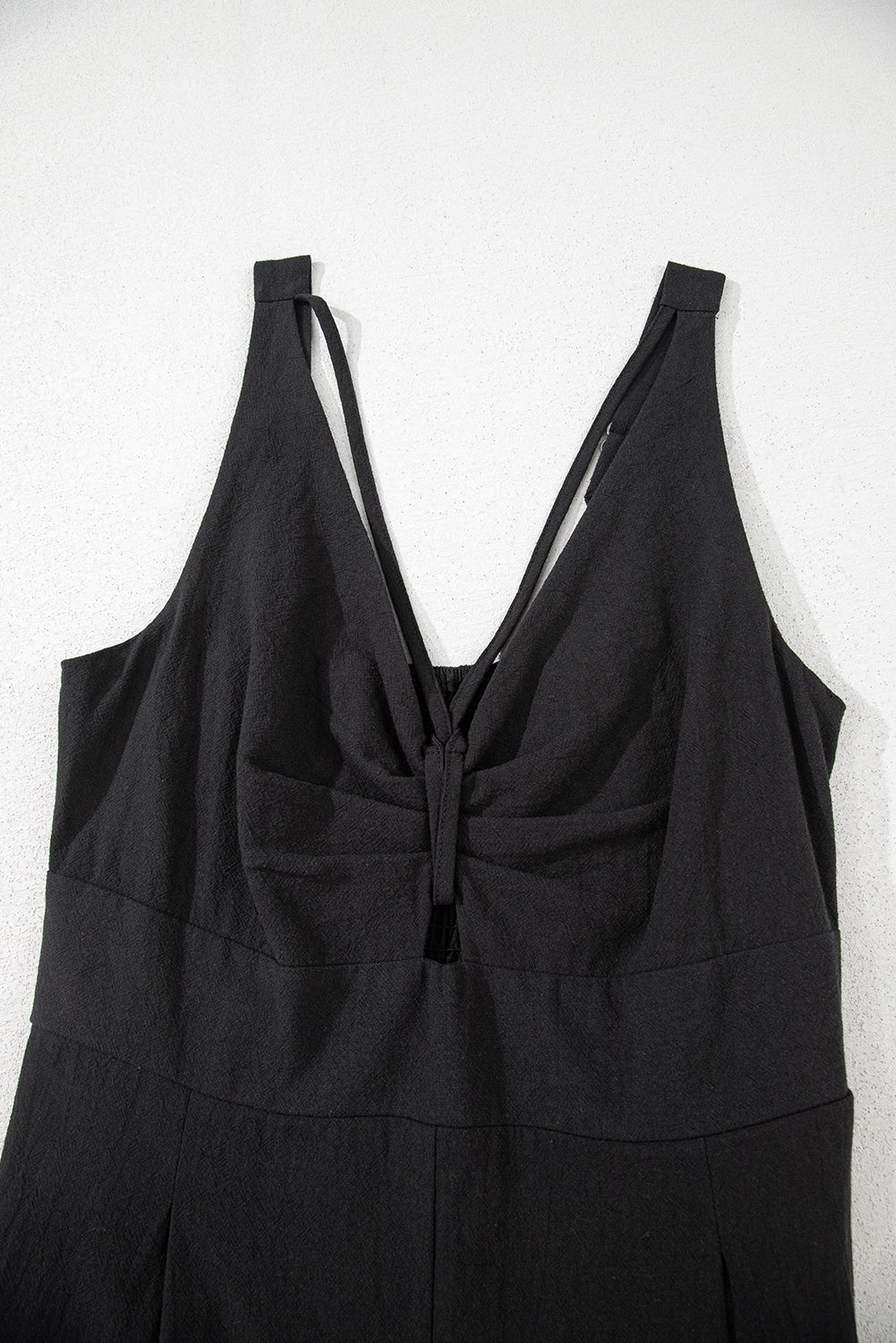 Front Cut Out Smocked Back Sleeveless Wide Leg Jumpsuit