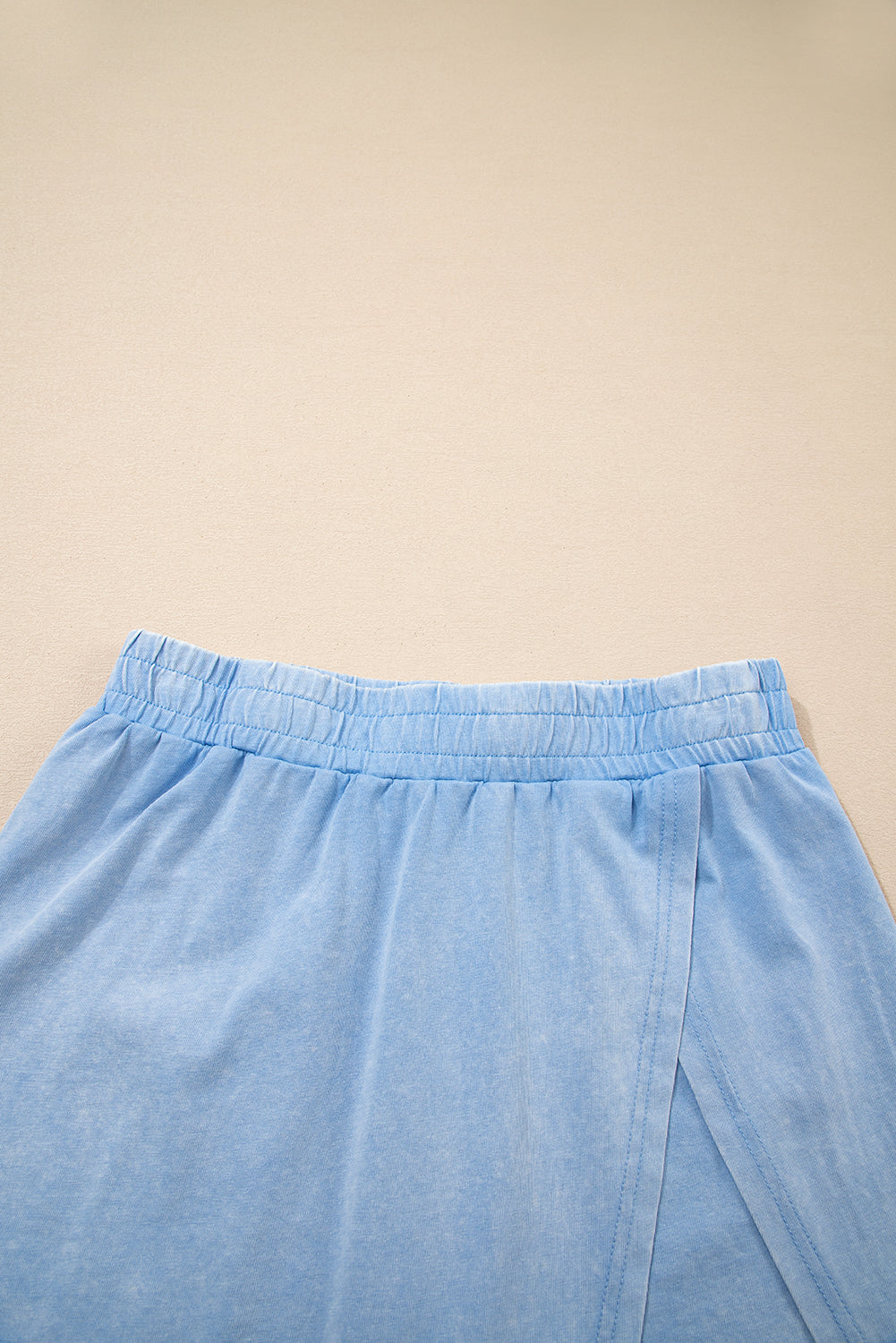 2 Pieces Mineral Wash Cotton Tank Top Lined Split Skirt Set