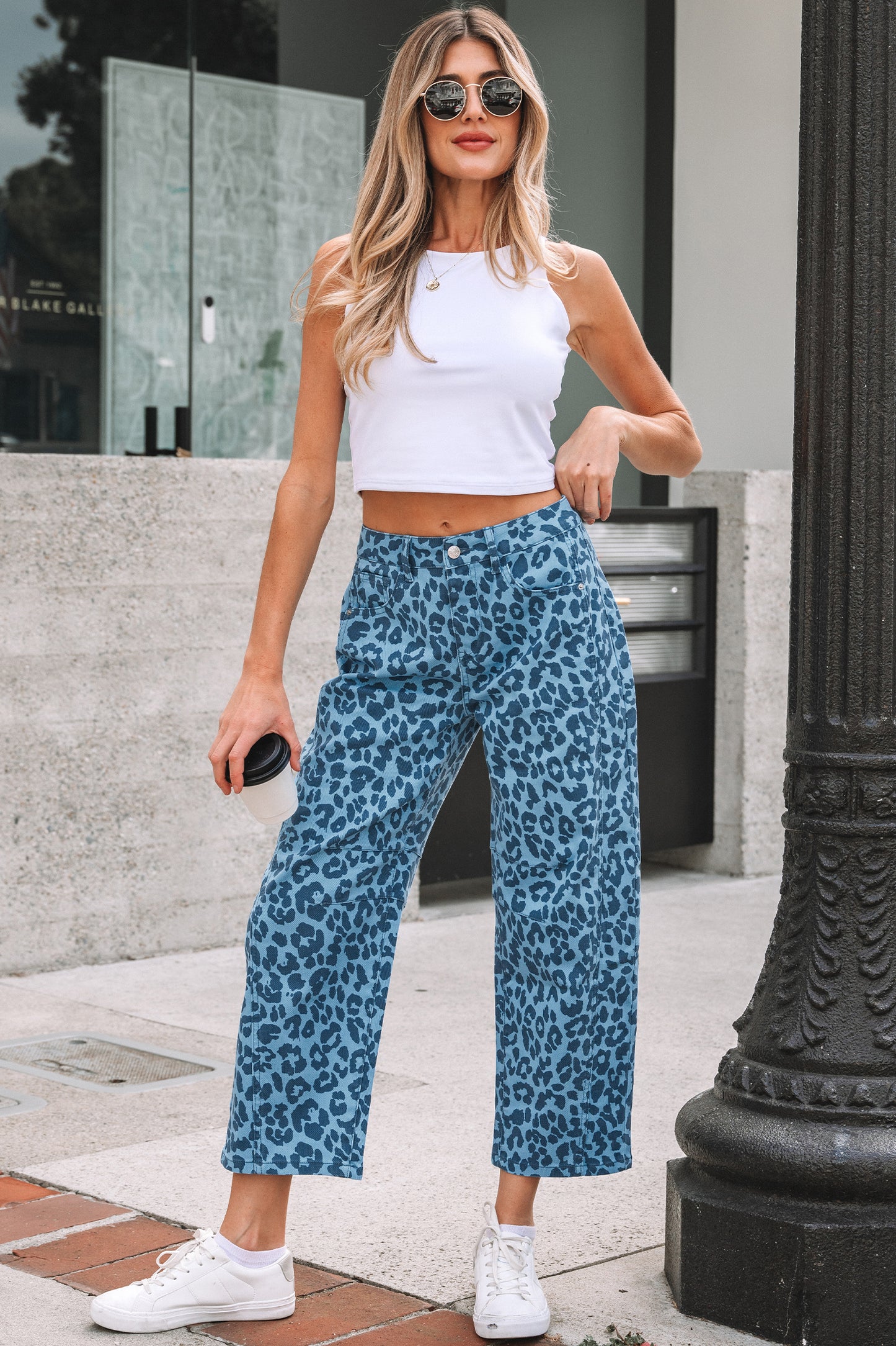 Leopard Print Straight Loose Jeans