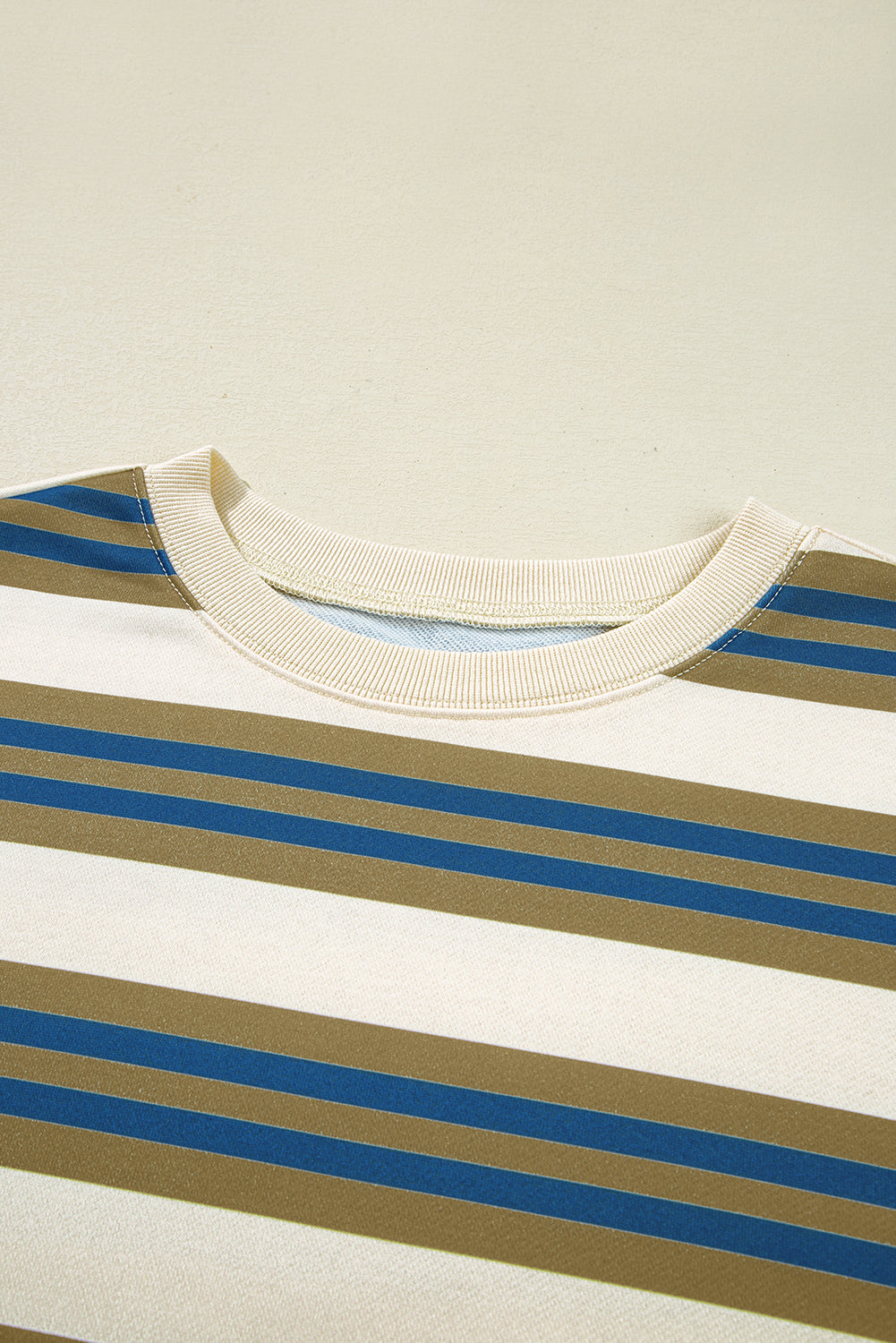 Stripe Crew Neck Drop Shoulder Pullover Sweatshirt