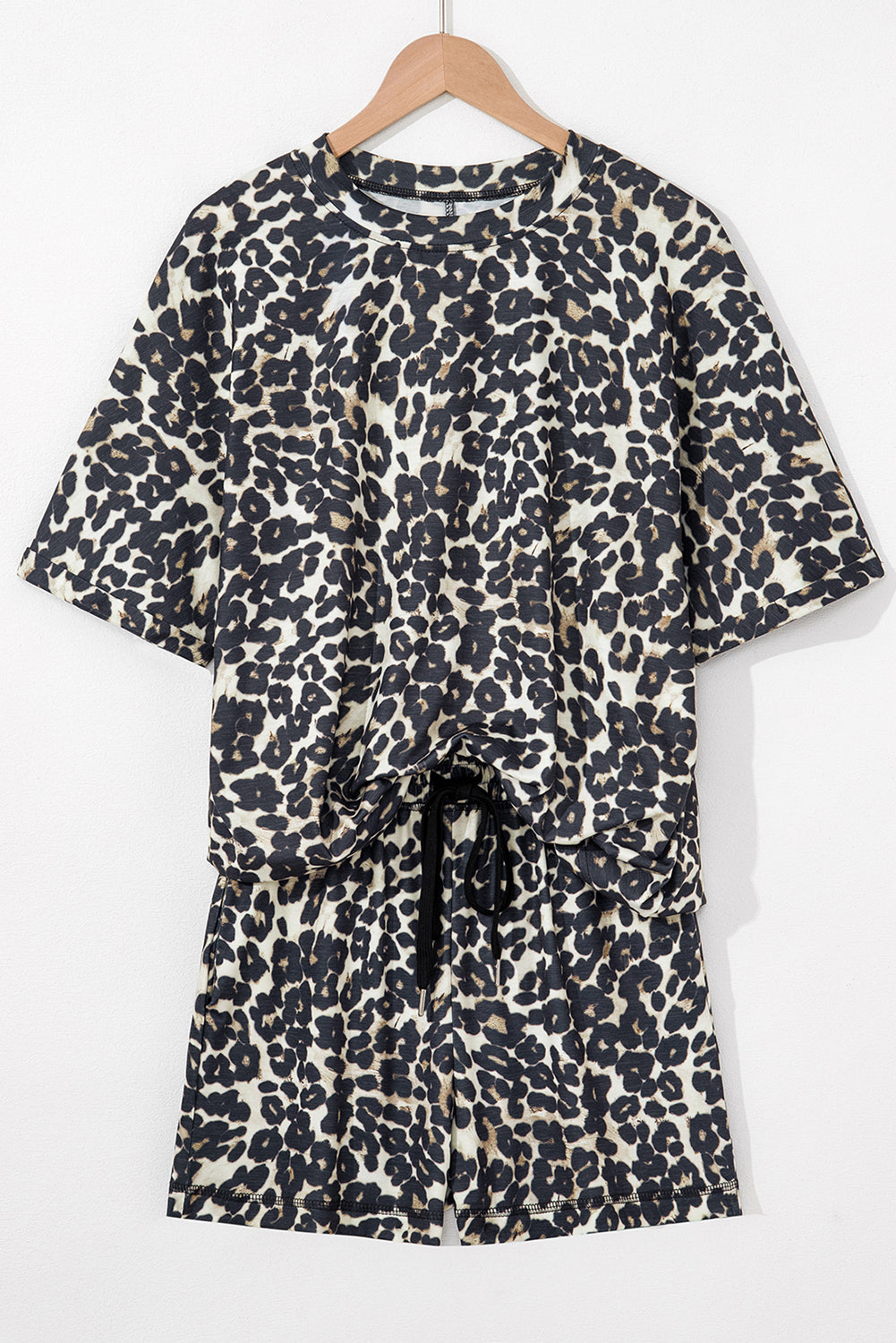 Cheetah Printed Casual Tee and Shorts Lounge Set