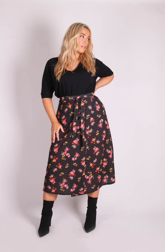 Lori Printed wrap midi skirt