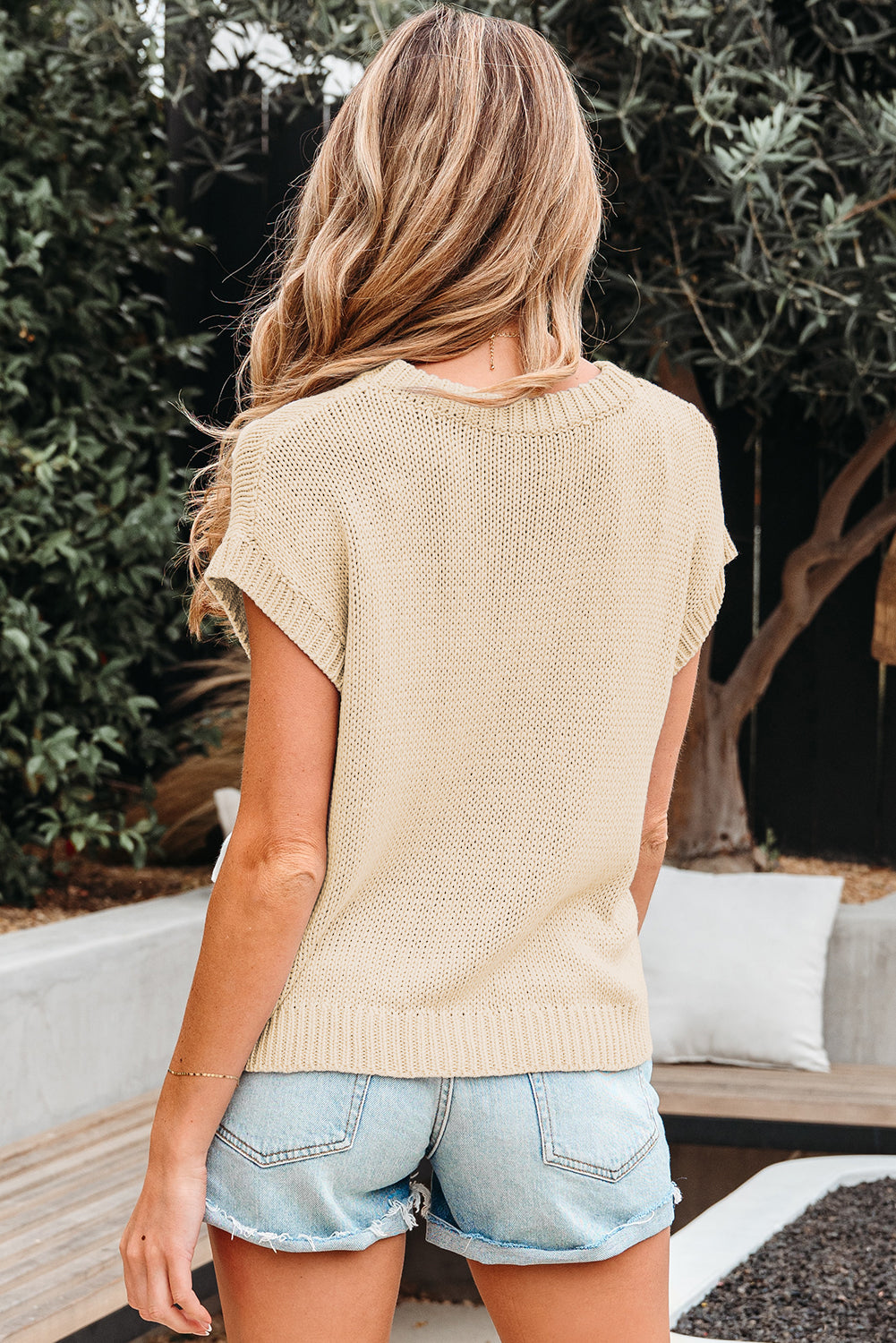 Bowknot Applique Cap Sleeve Sweater
