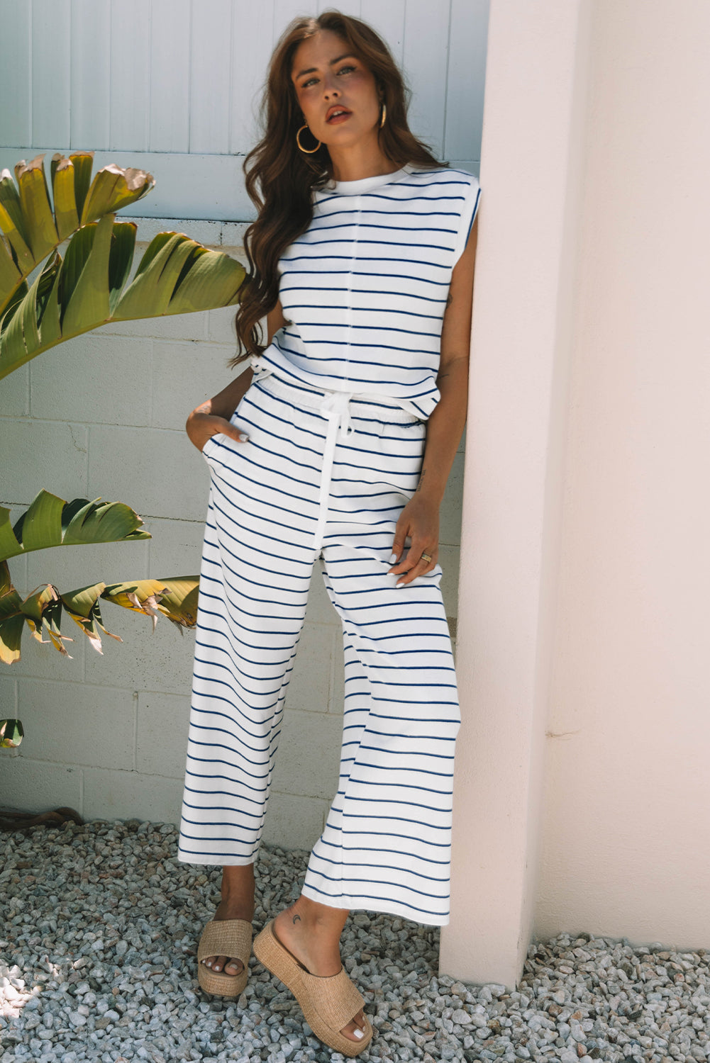Casual Wide Leg 2pcs Pants Set