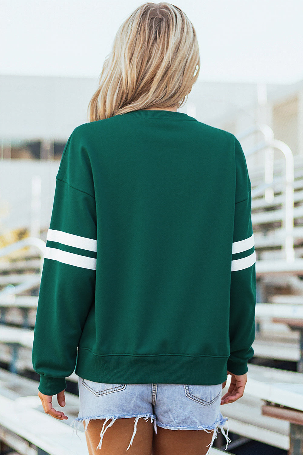 Varsity Striped Detail Drop Shoulder Oversized Sweatshirt