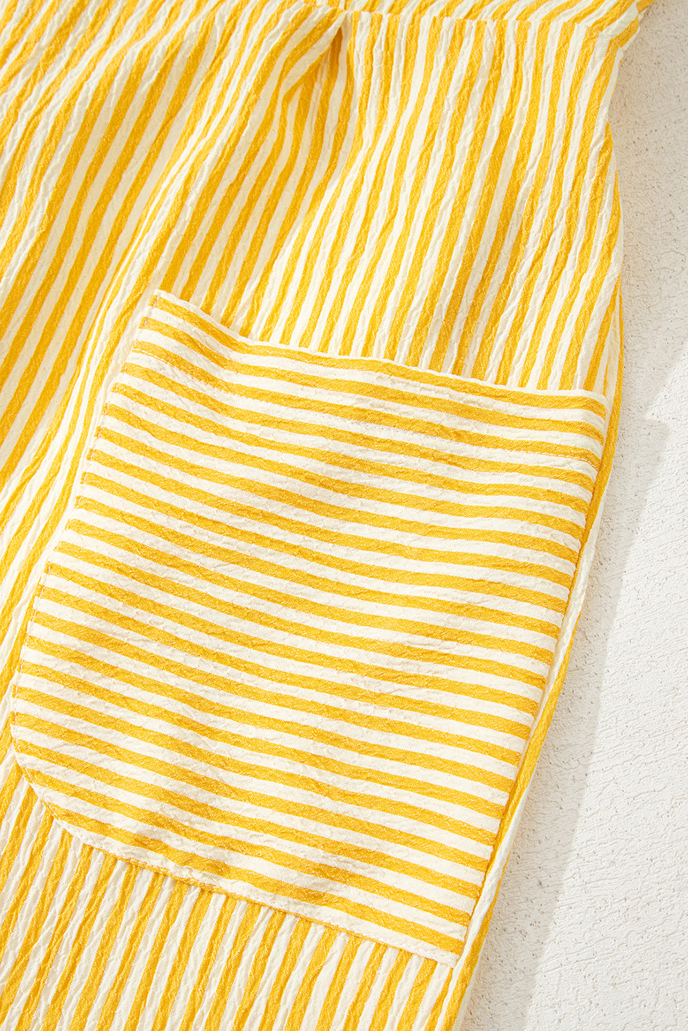 Stripe Shoulder Tie Smocked Back Wide Leg Casual Romper