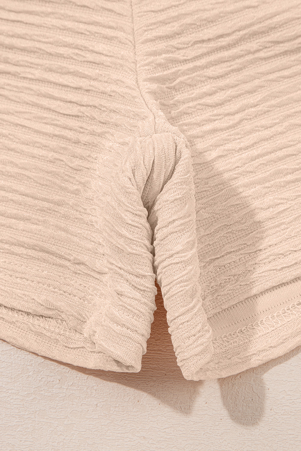 Textured V Neck T Shirt and Shorts Set