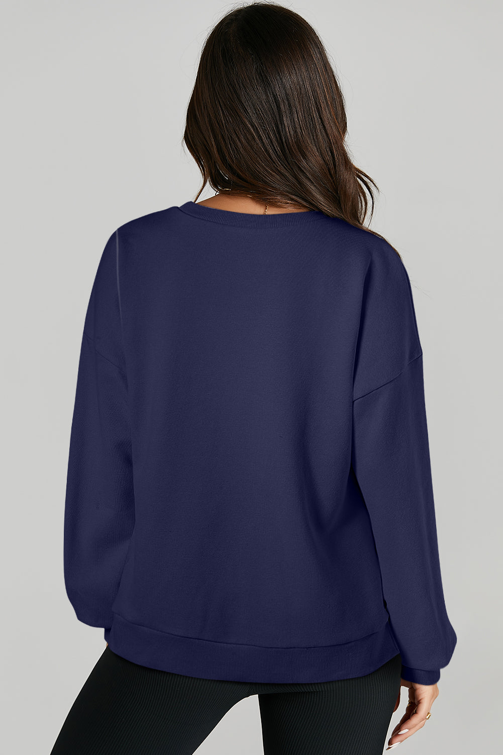 Solid O Neck High Low Hem Pullover Sweatshirt