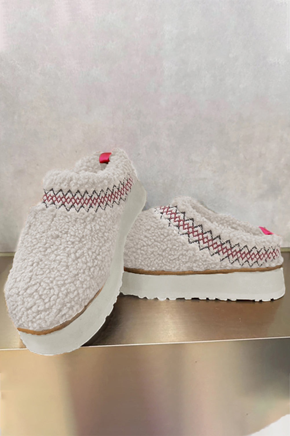 Embroidered Sherpa Plush Thick Sole Snow Boots