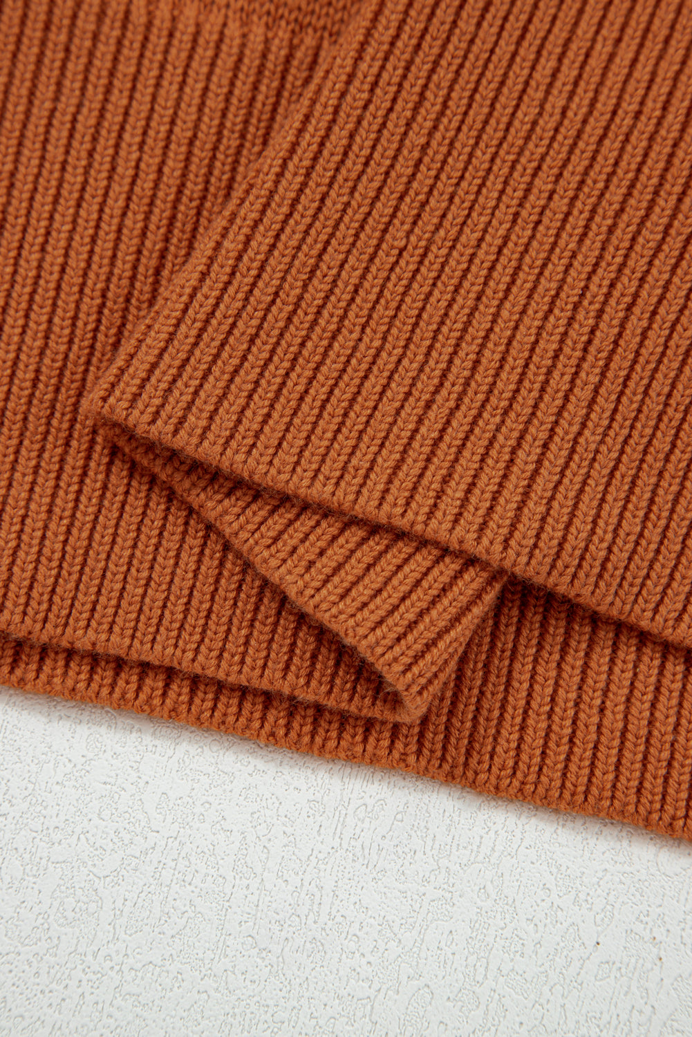 Solid Color Ribbed Trim Drop Shoulder Sweater