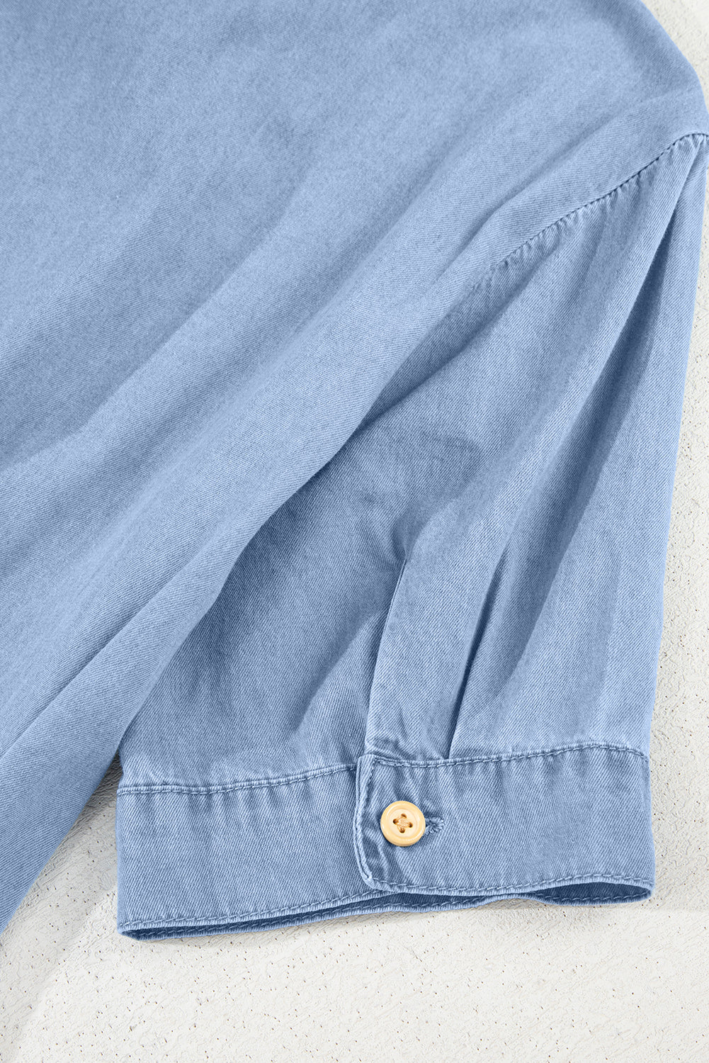 Denim Pleated Slim Waist Short Sleeve Shirt Dress