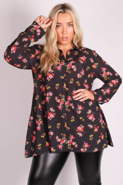 Daisy Printed dip hem shirt