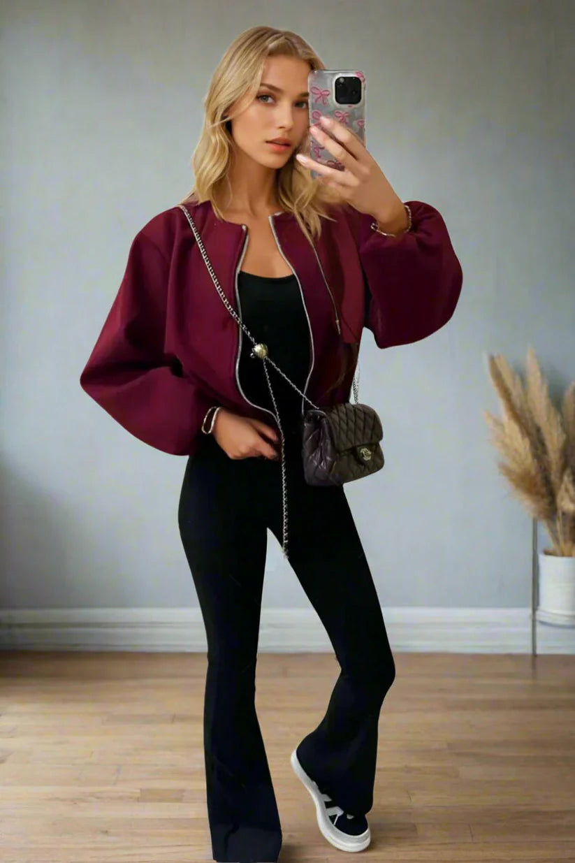 Stylish Zip Up Bomber Jacket