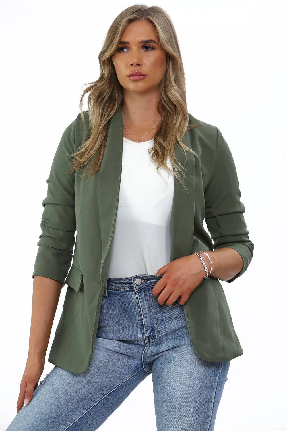 Hayley Ruched Sleeve Blazer 3 Colours