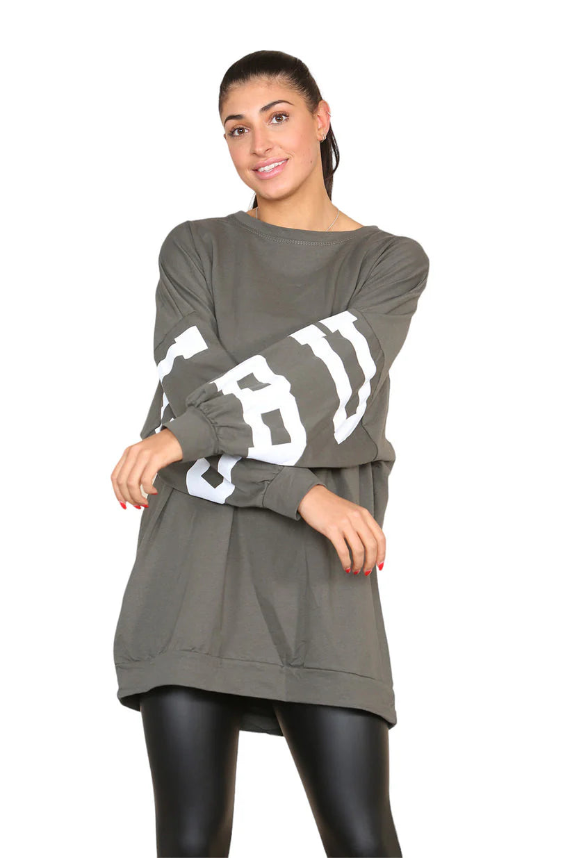 Buffalo Slogan Print Oversized Jumper Dress