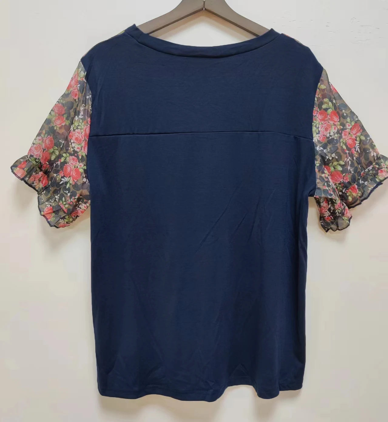 Plus Size Casual V-neck Printed Round Neck T-shirt