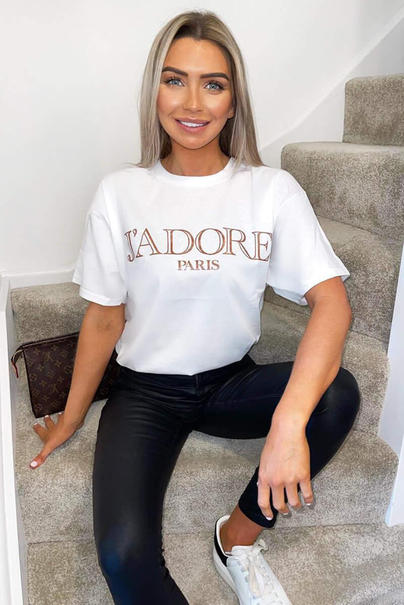 Oversized J' Adore Paris Short Sleeves T Shirt Top