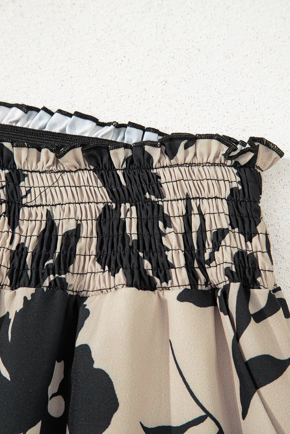 Floral Print Smocked High Waist Wide Leg Pants