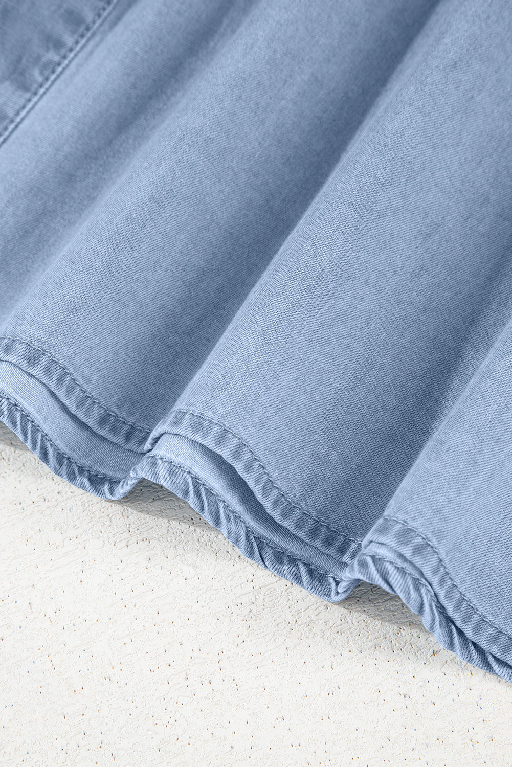 Denim Pleated Slim Waist Short Sleeve Shirt Dress