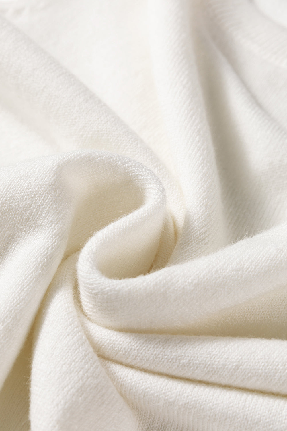 Button Split Cuffs Round Neck Slim Sweater