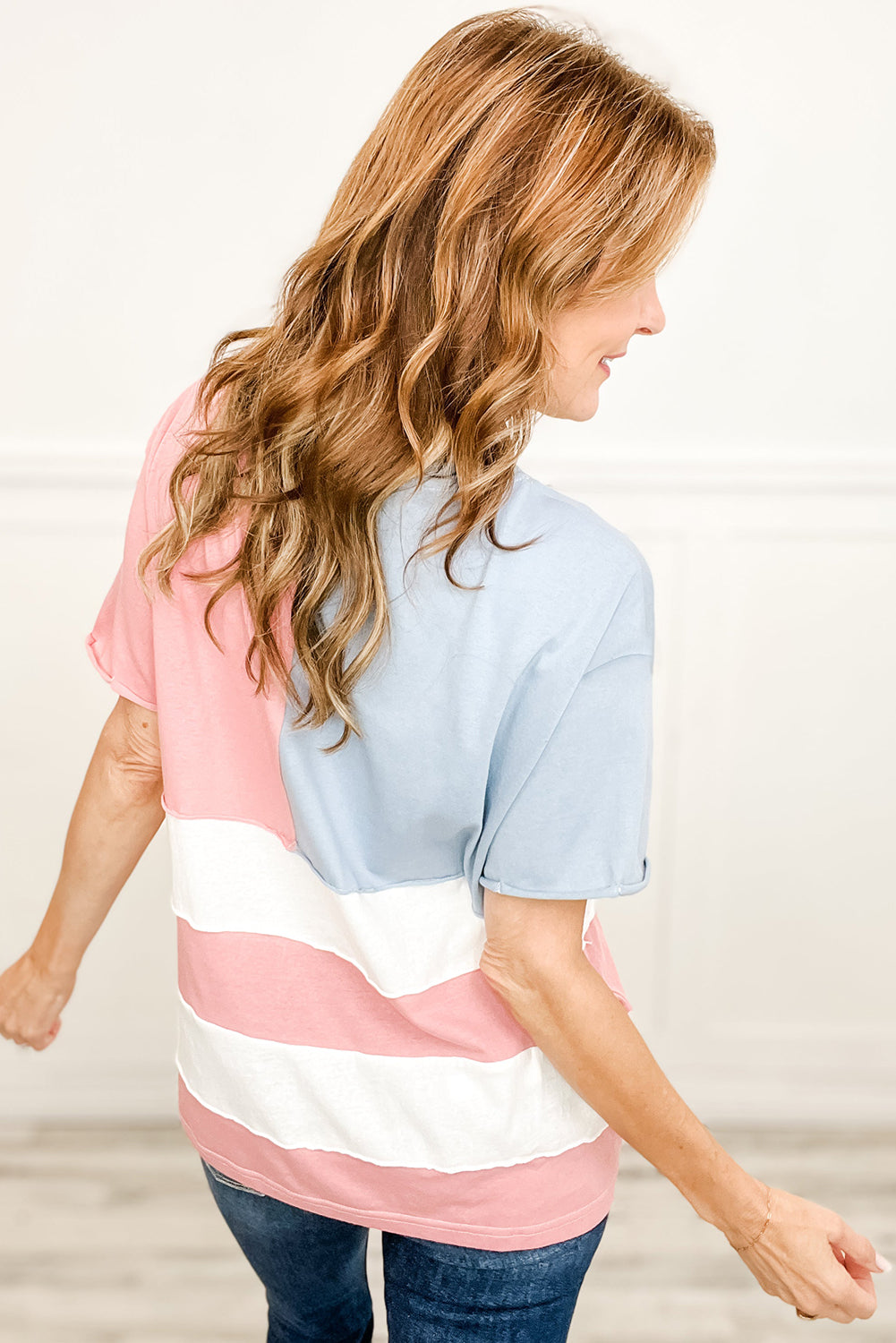 Stars and Stripes Printed Crewneck Independence Day T Shirt