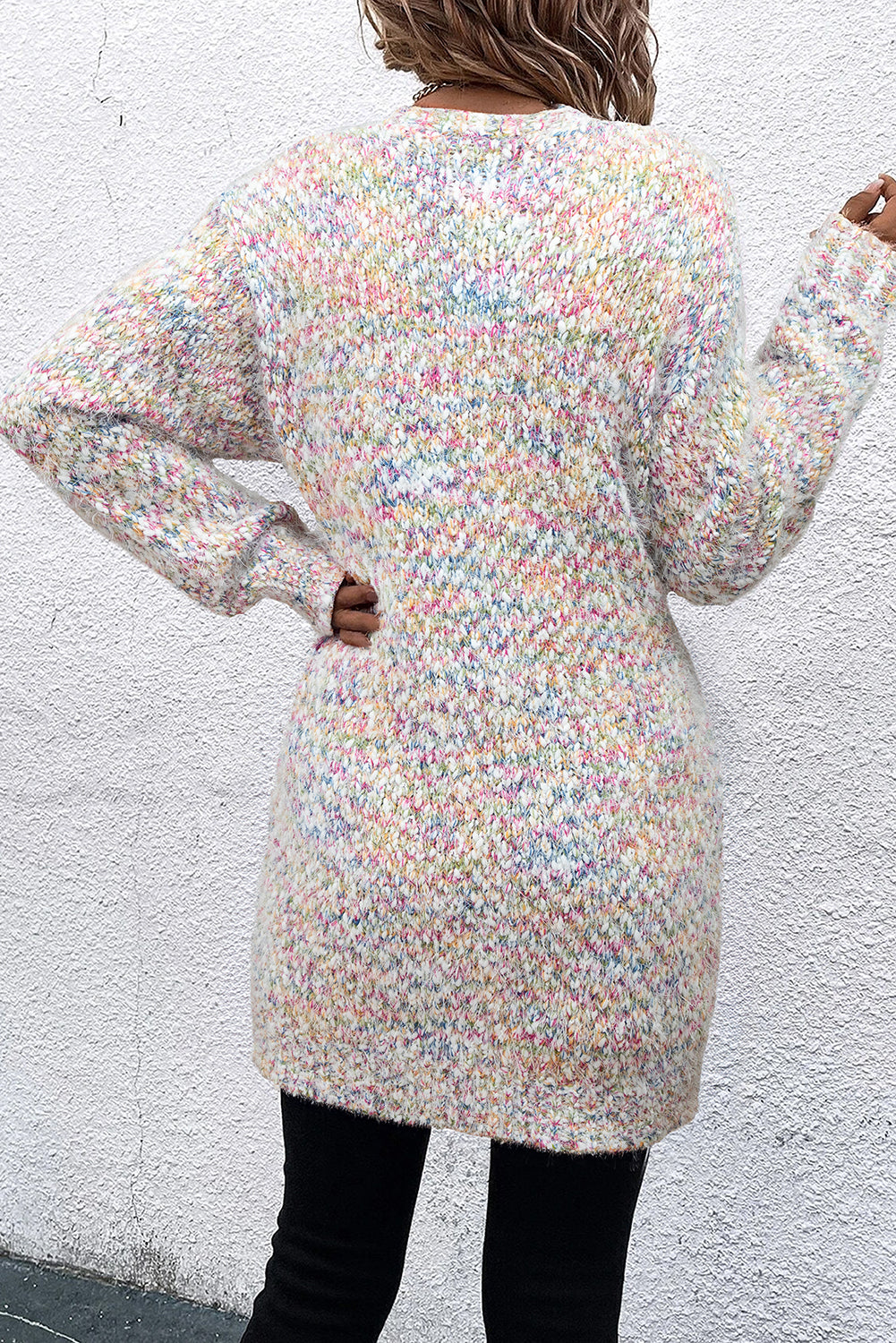 Multicolor Confetti Open Front Knit Cardigan