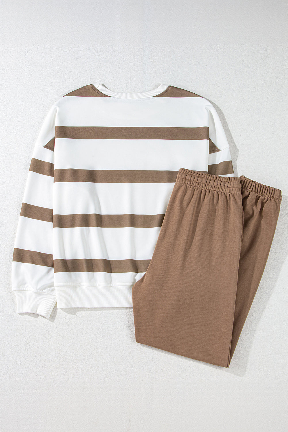 Stripe Drop Shoulder Pullover and Jogger Pants Set