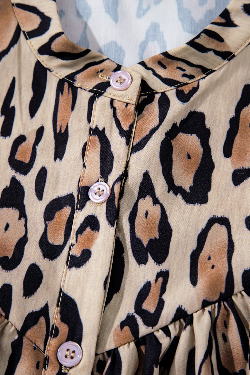 Oversized Leopard Print Balloon Sleeve Casual Shirt