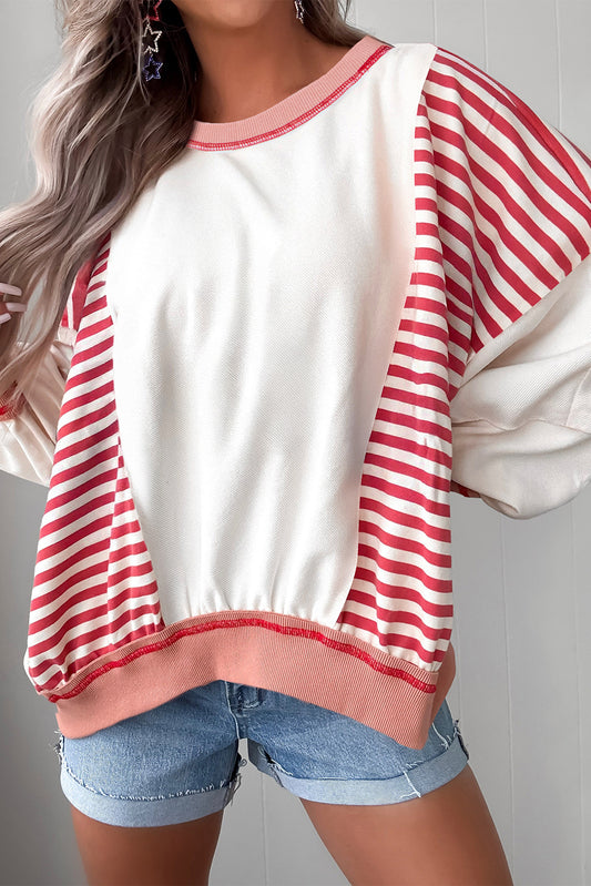 Colorblock Patchwork Contrast Stitching Oversize Sweatshirt
