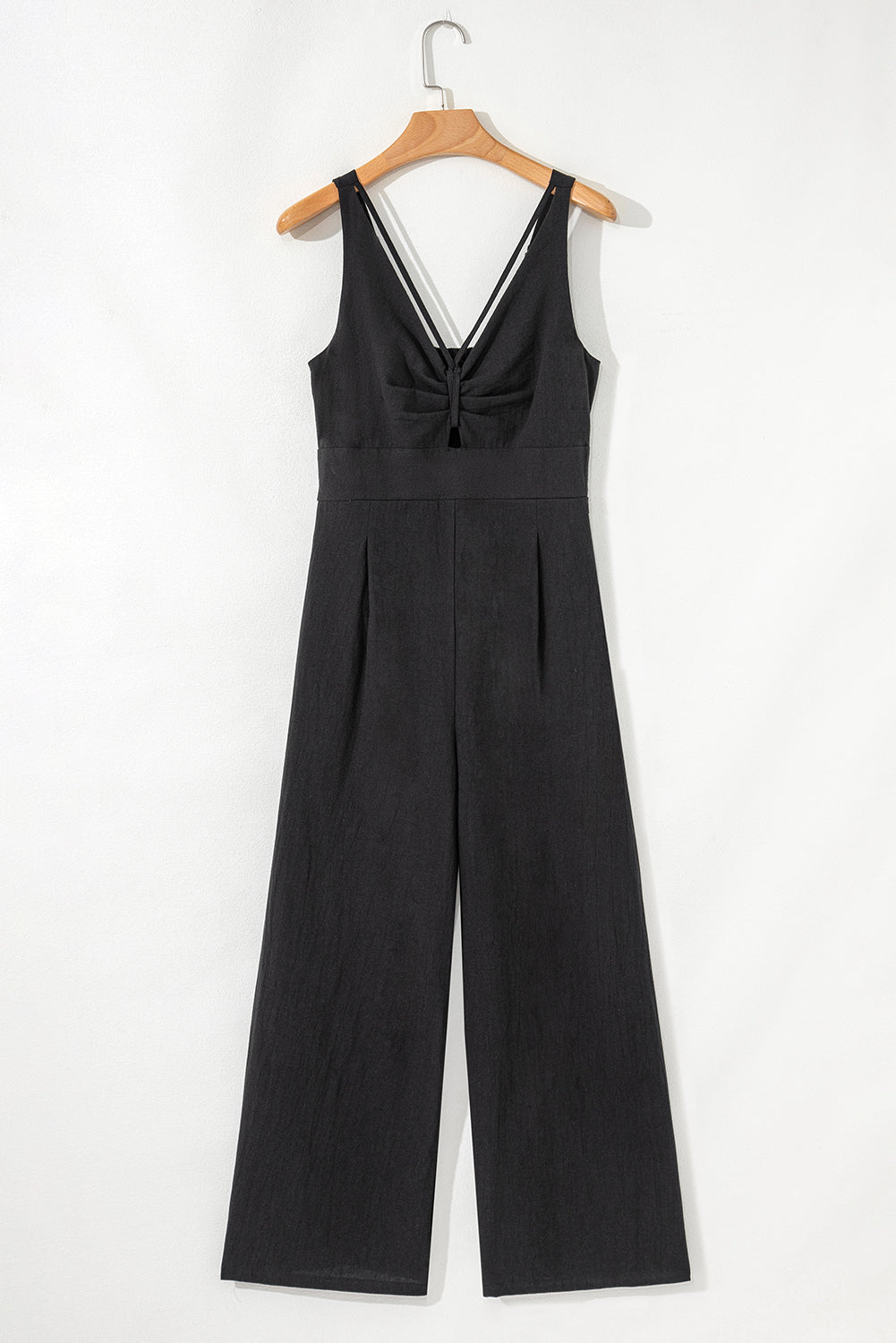 Front Cut Out Smocked Back Sleeveless Wide Leg Jumpsuit