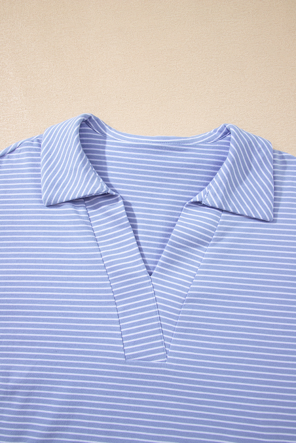 Stripe Dolman Sleeve Polo Shirt and Drawstring Shorts Set