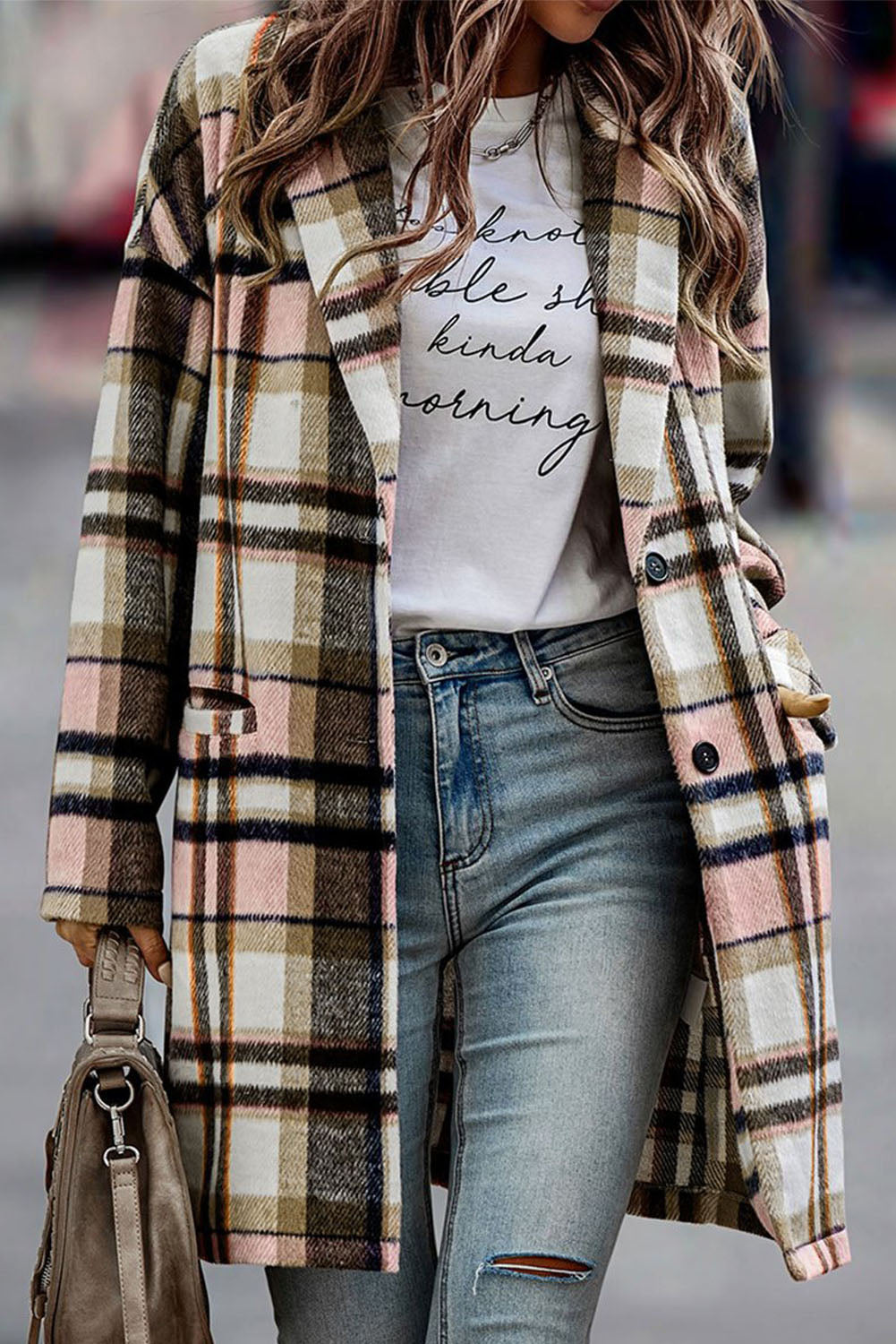 Plaid Button Up Lapel Jacket