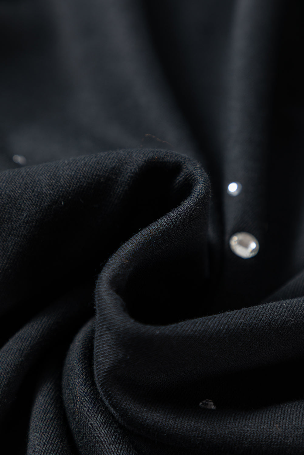 Rhinestone Embellished Drop Shoulder Ribbed Cuffs Sweatshirt