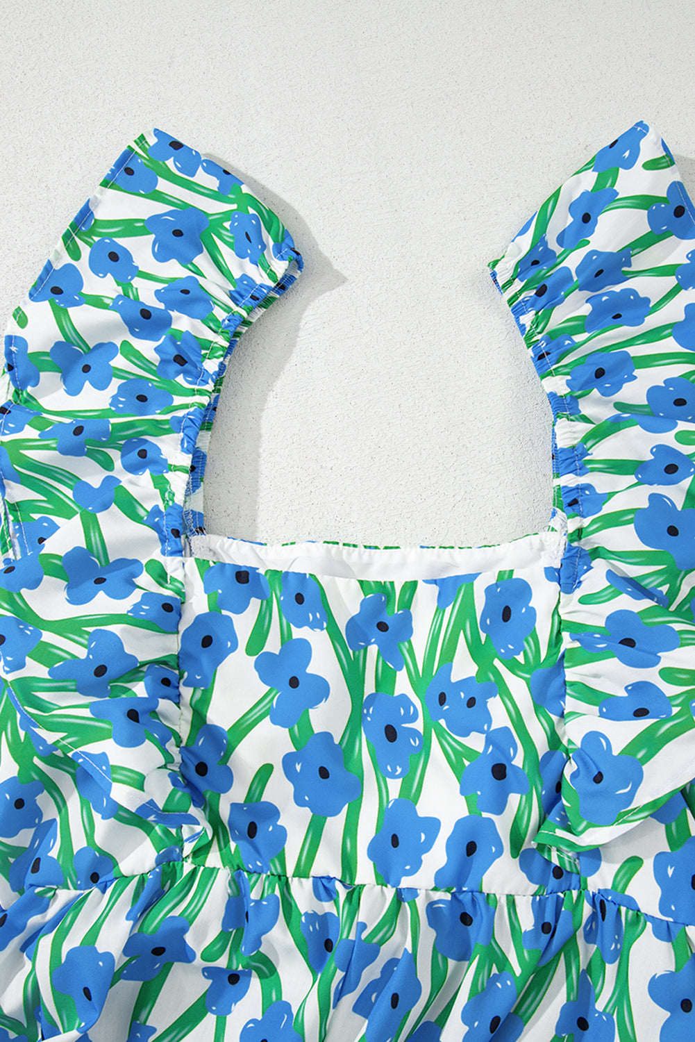 Floral Print Square Neck Ruffled Strap Maxi Dress