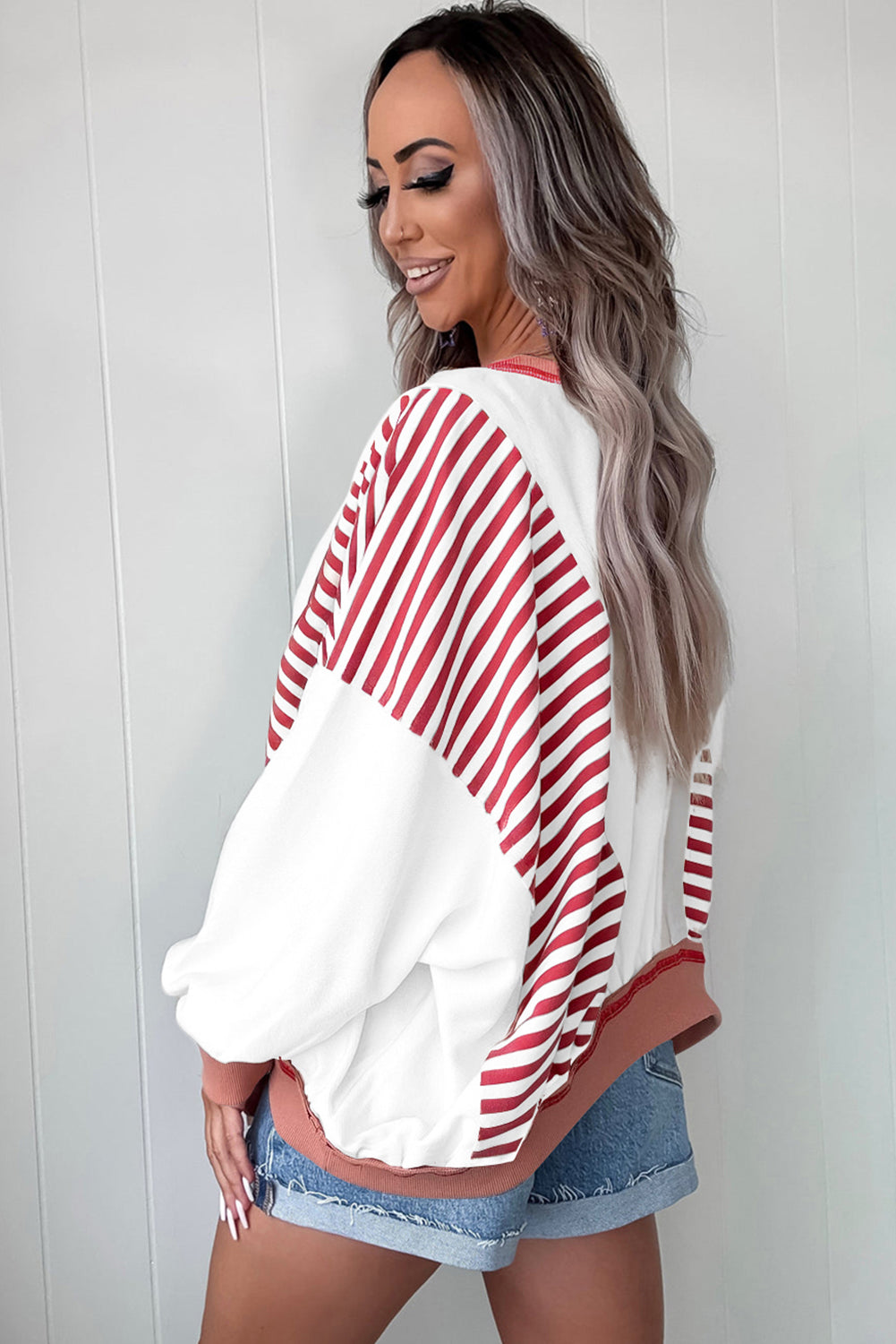 Colorblock Patchwork Contrast Stitching Oversize Sweatshirt