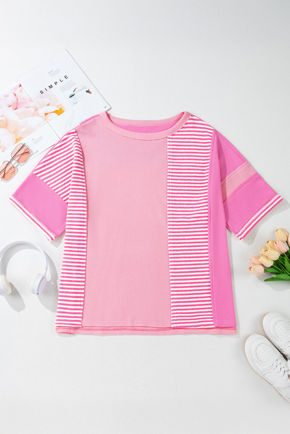 Stripe Patchwork Colorblock Plus Size T Shirt