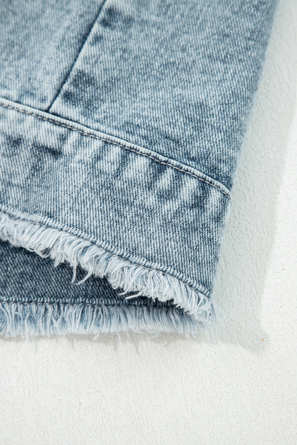 Button Flap Pocket Frayed Detail Denim Vest