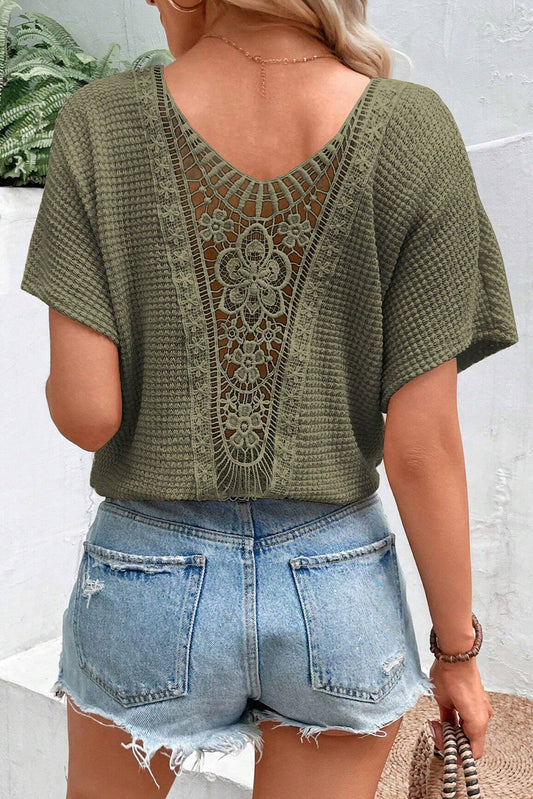 Guipure Lace Patch Textured T-shirt