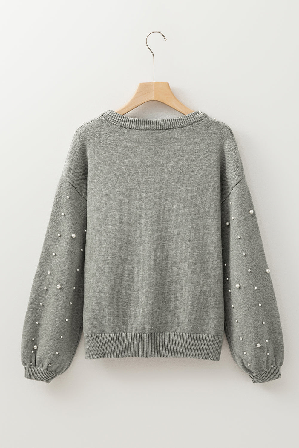 Pearled Drop Shoulder Round Neck Sweater